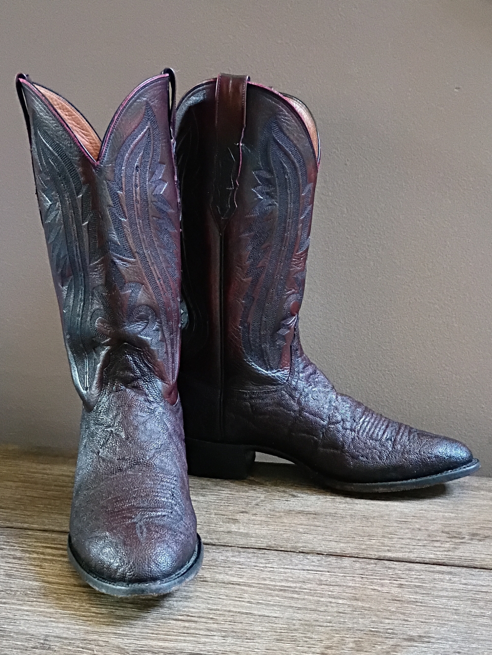 Lucchese 2000 Men's Black Cherry Elephant Boots 10.5 EE